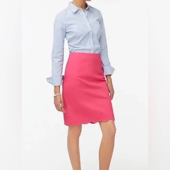 J. Crew Pink Scallop Hem Straight Pencil Skirt - Picture 4 of 7
